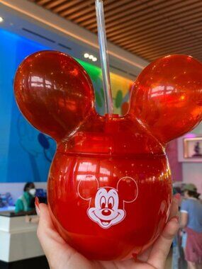NWT Disney Parks Red Balloon Sipper Mickey Mouse Mickey Silhouette Tumbler Drink